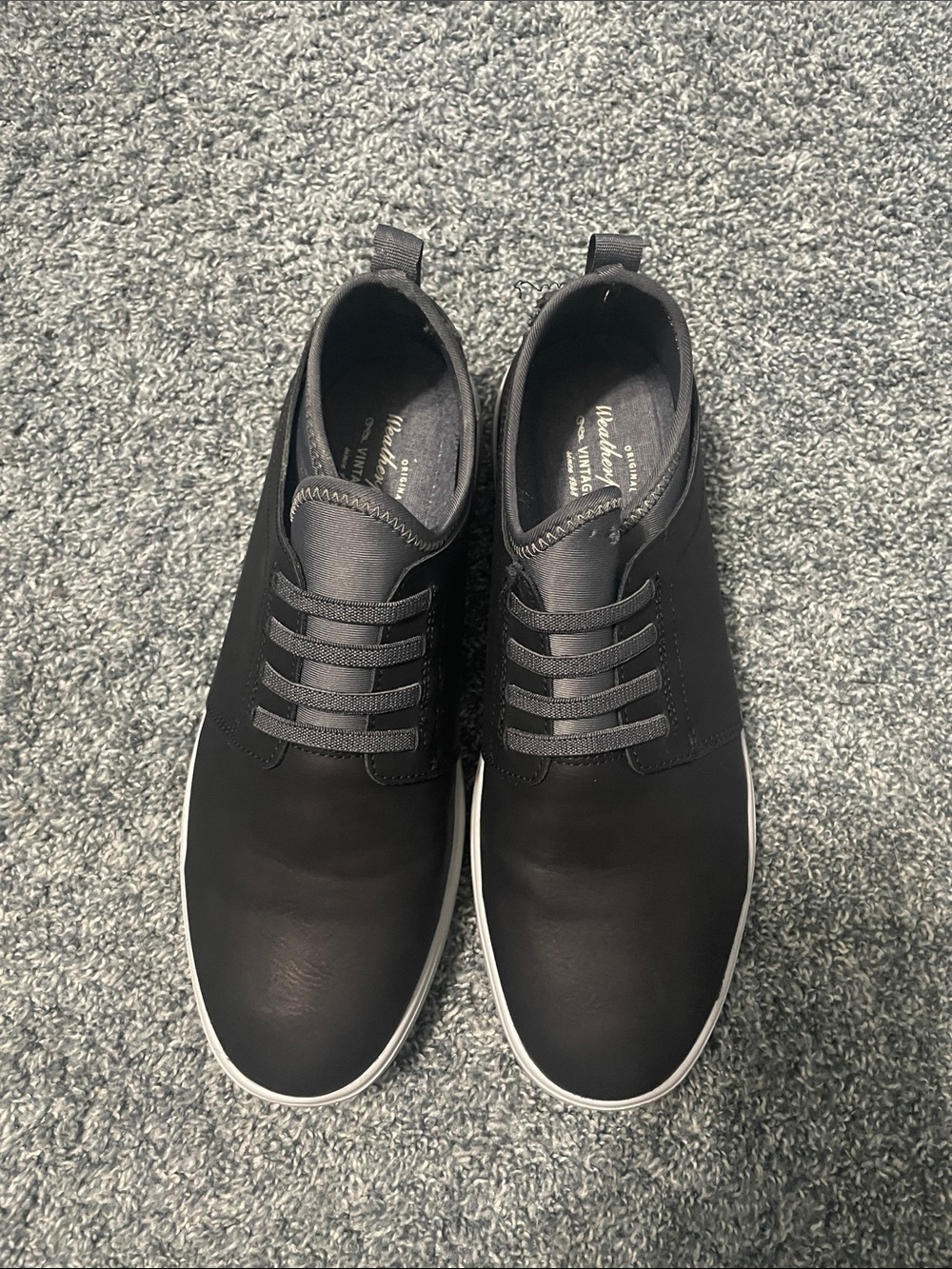 Weatherproof Black Slip-On Sneakers with White Sole